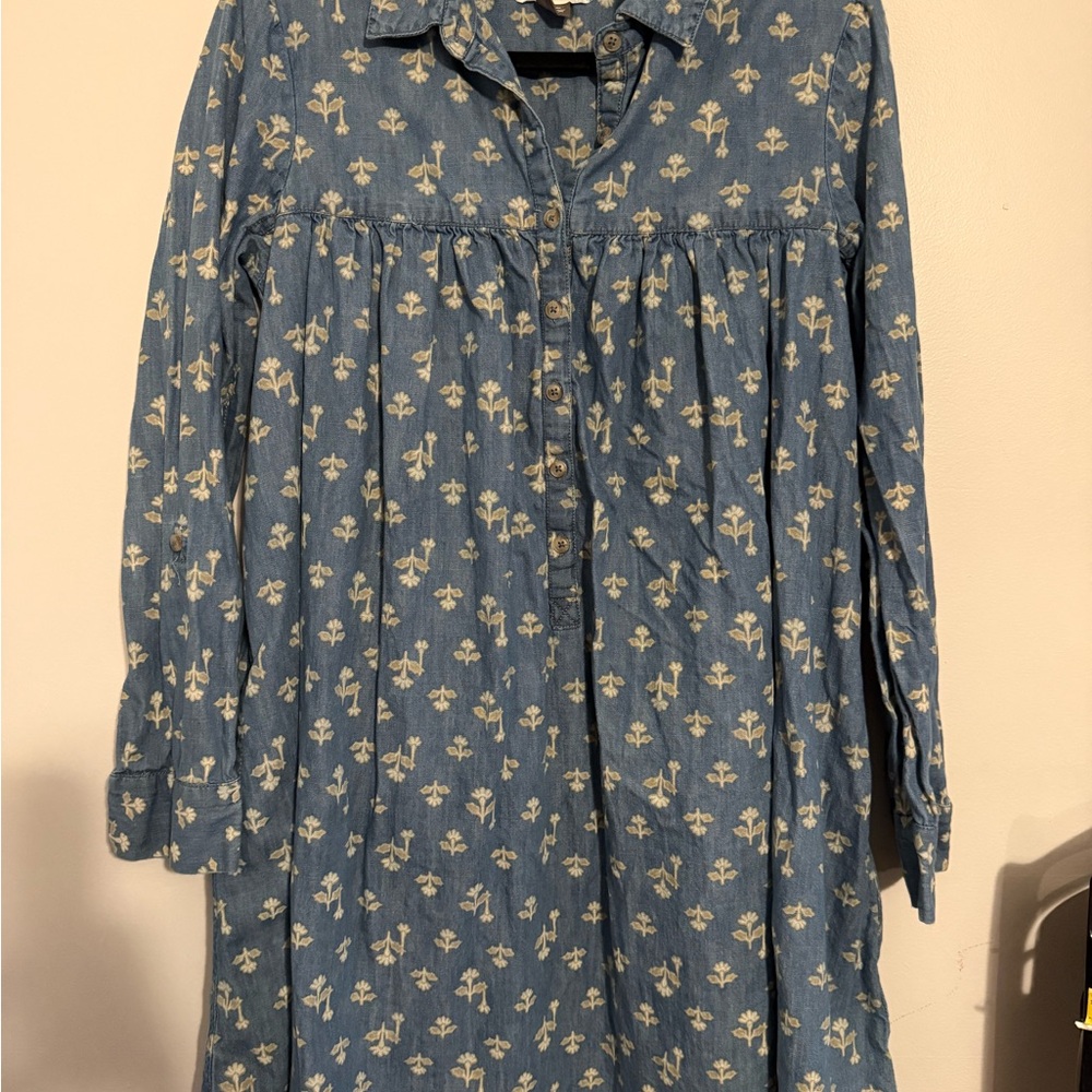 Anthropologie Pilcro Light Blue Floral Chambray Dress